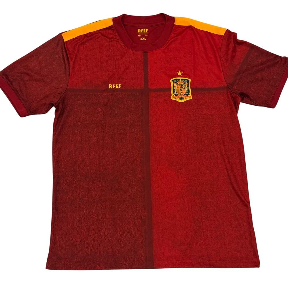 Spain RFEF Licensed Soccer Jersey Men’s 2XL Embroidered Crest Red